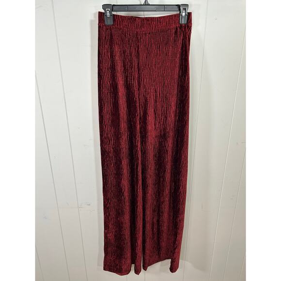 N by Naked Wardrobe Plush Velvet Wide Leg Pants in Wine. Size S. NWOT - Picture 2 of 6